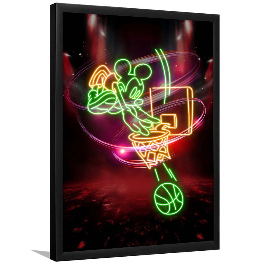 Mickey Mouse Basketball, Framed Art Print, Picture Framed Wall Art Decor