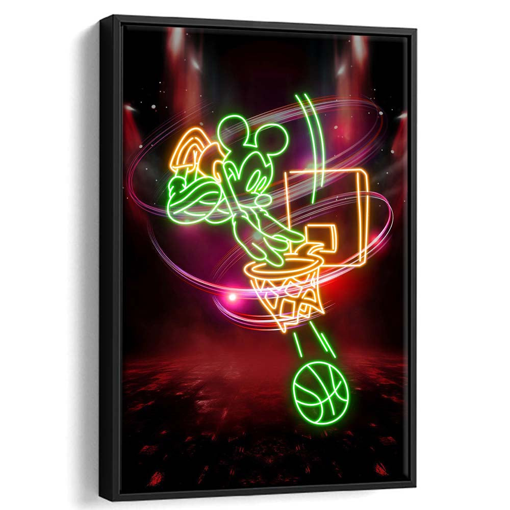Mickey Mouse Basketball, Framed Canvas Print, Floating Frame, Luxury Wall Art Decor