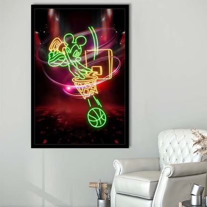 Mickey Mouse Basketball, Framed Art Print, Picture Framed Wall Art Decor