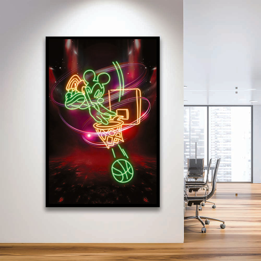 Mickey Mouse Basketball, Framed Art Print, Picture Framed Wall Art Decor