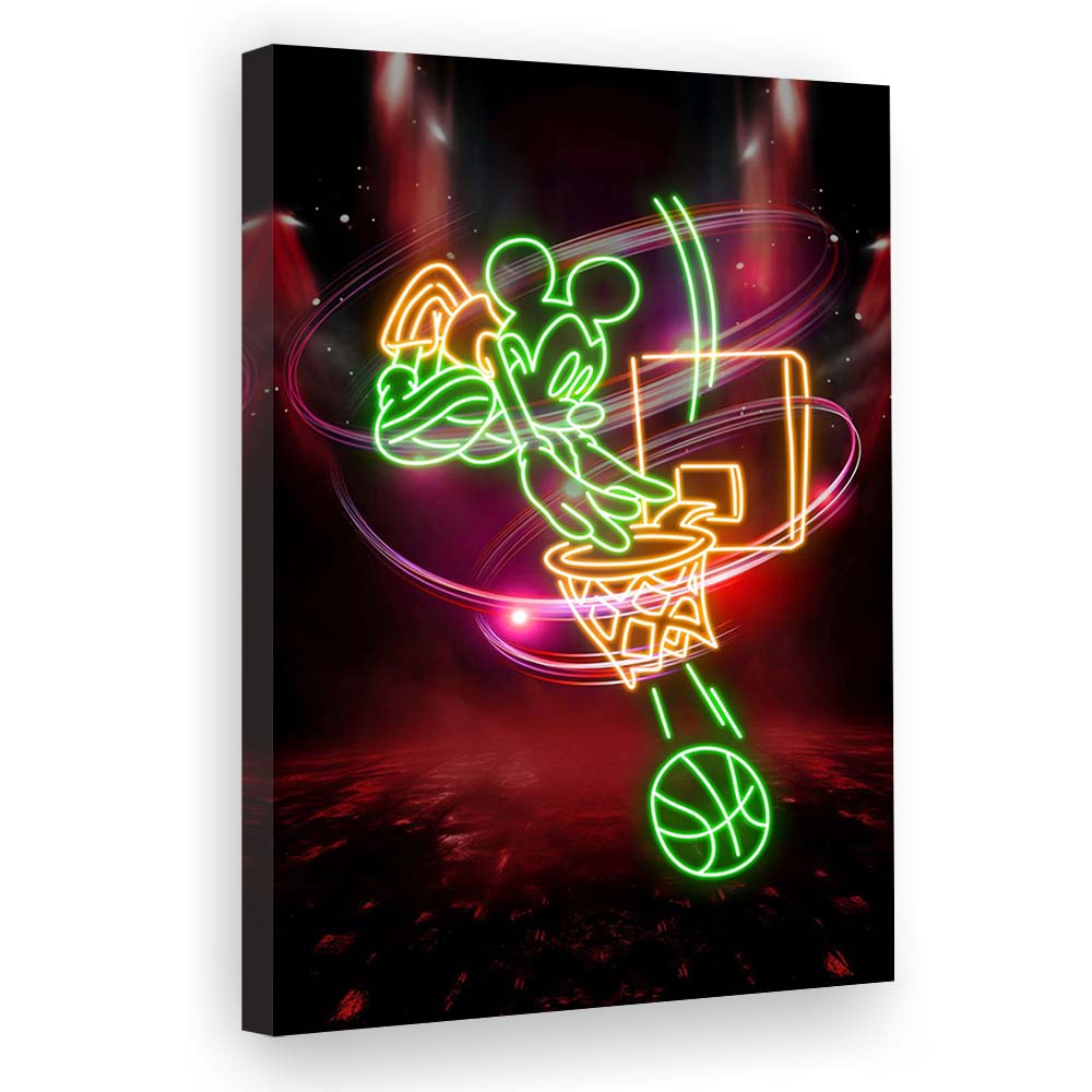 Mickey Mouse Basketball, Canvas Print, Luxury Wall Art Decor, Modern Art