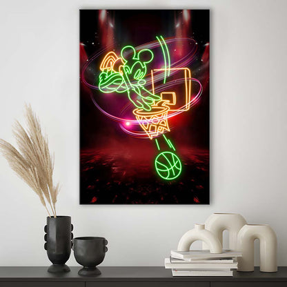 Mickey Mouse Basketball, Canvas Print, Luxury Wall Art Decor, Modern Art