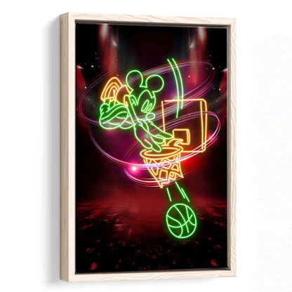 Mickey Mouse Basketball, Framed Canvas Print, Floating Frame, Luxury Wall Art Decor