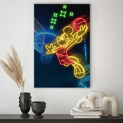Mickey Mouse Basketball Sport, Canvas Print, Luxury Wall Art Decor, Modern Art