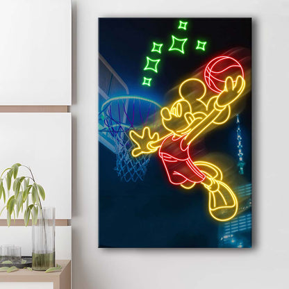 Mickey Mouse Basketball Sport, Canvas Print, Luxury Wall Art Decor, Modern Art