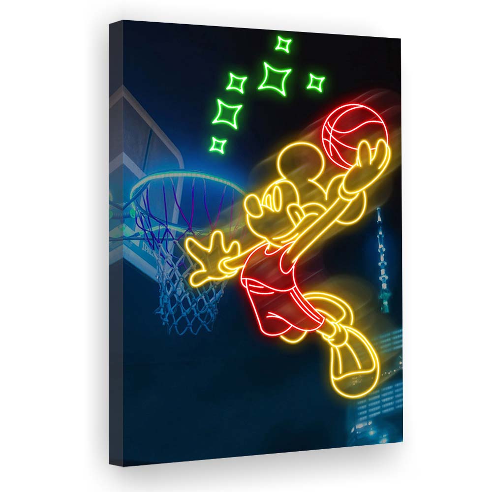 Mickey Mouse Basketball Sport, Canvas Print, Luxury Wall Art Decor, Modern Art