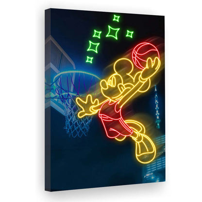 Mickey Mouse Basketball Sport, Canvas Print, Luxury Wall Art Decor, Modern Art