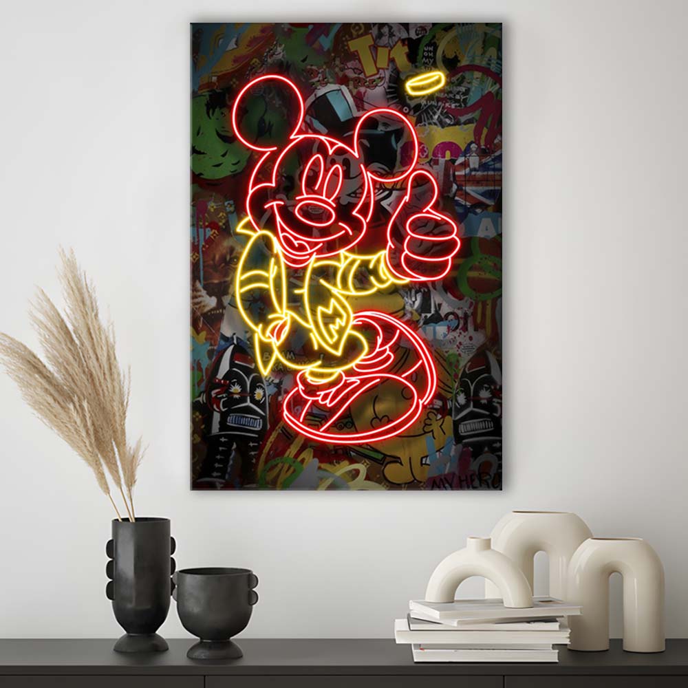 Mickey Mouse Thumbs-Up, Canvas Print, Luxury Wall Art Decor, Modern Art