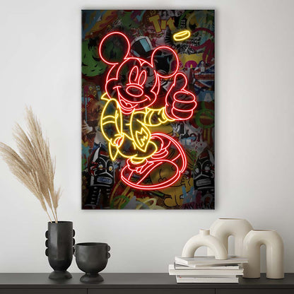 Mickey Mouse Thumbs-Up, Canvas Print, Luxury Wall Art Decor, Modern Art