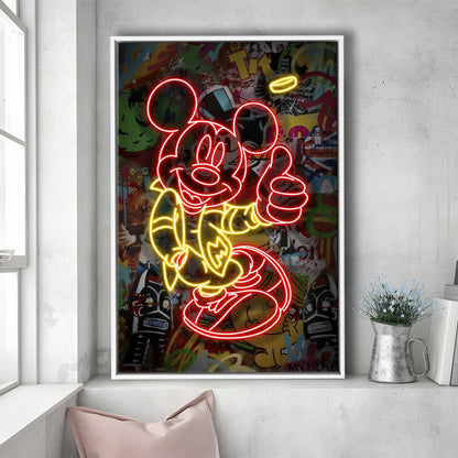 Mickey Mouse Thumbs-Up, Framed Canvas Print, Floating Frame, Luxury Wall Art Decor