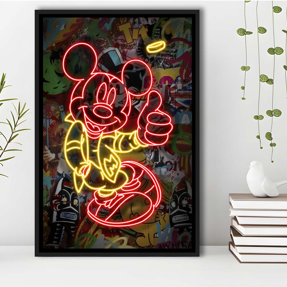 Mickey Mouse Thumbs-Up, Framed Canvas Print, Floating Frame, Luxury Wall Art Decor
