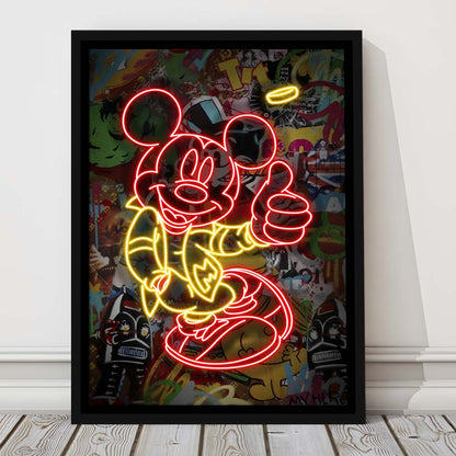 Mickey Mouse Thumbs-Up, Framed Canvas Print, Floating Frame, Luxury Wall Art Decor
