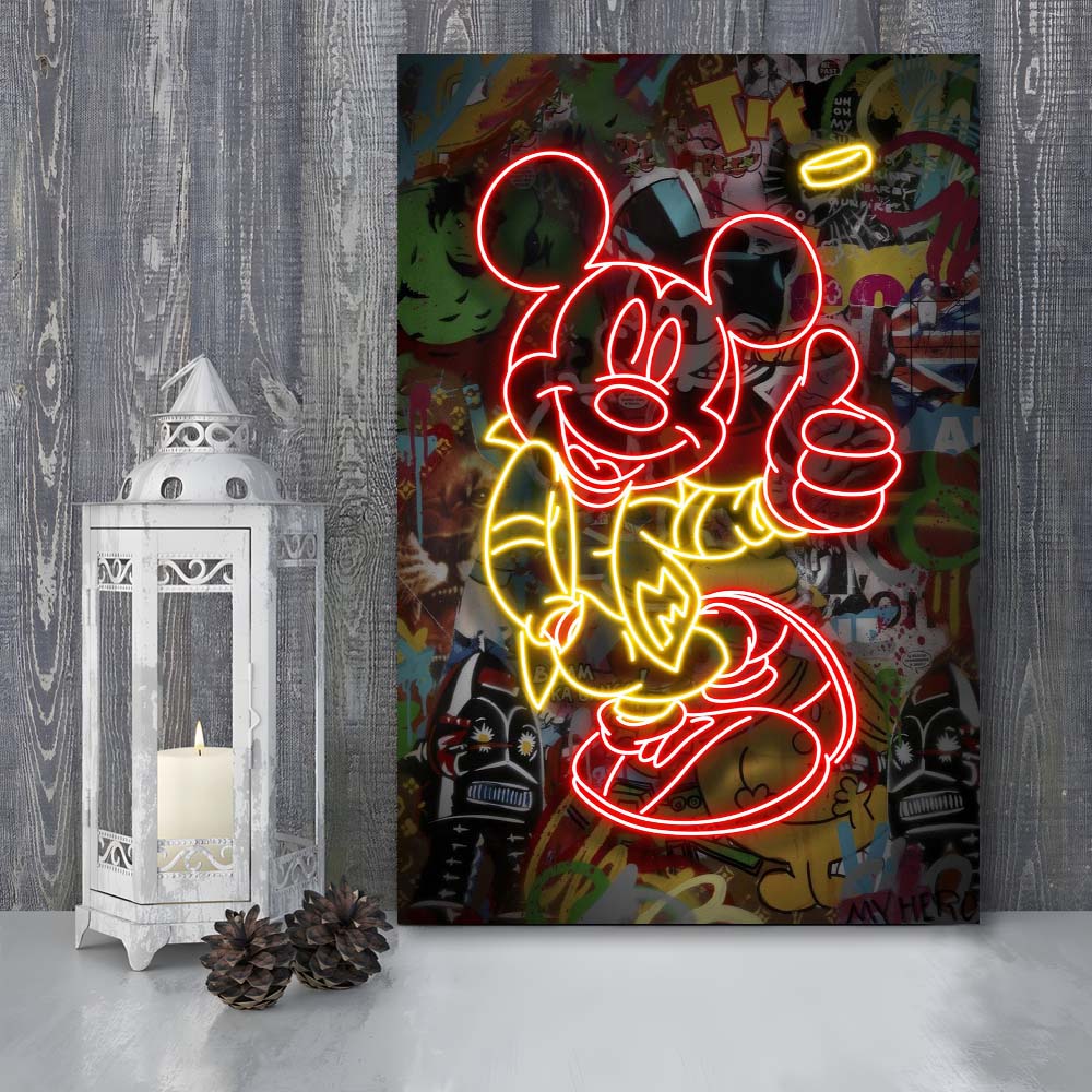 Mickey Mouse Thumbs-Up, Canvas Print, Luxury Wall Art Decor, Modern Art