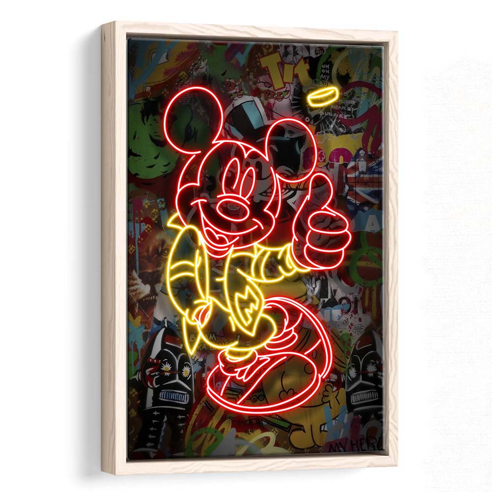 Mickey Mouse Thumbs-Up, Framed Canvas Print, Floating Frame, Luxury Wall Art Decor