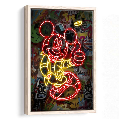 Mickey Mouse Thumbs-Up, Framed Canvas Print, Floating Frame, Luxury Wall Art Decor