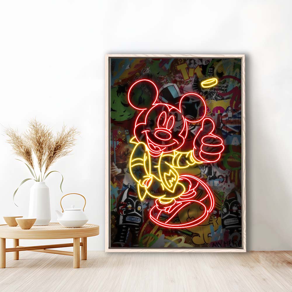 Mickey Mouse Thumbs-Up, Framed Canvas Print, Floating Frame, Luxury Wall Art Decor