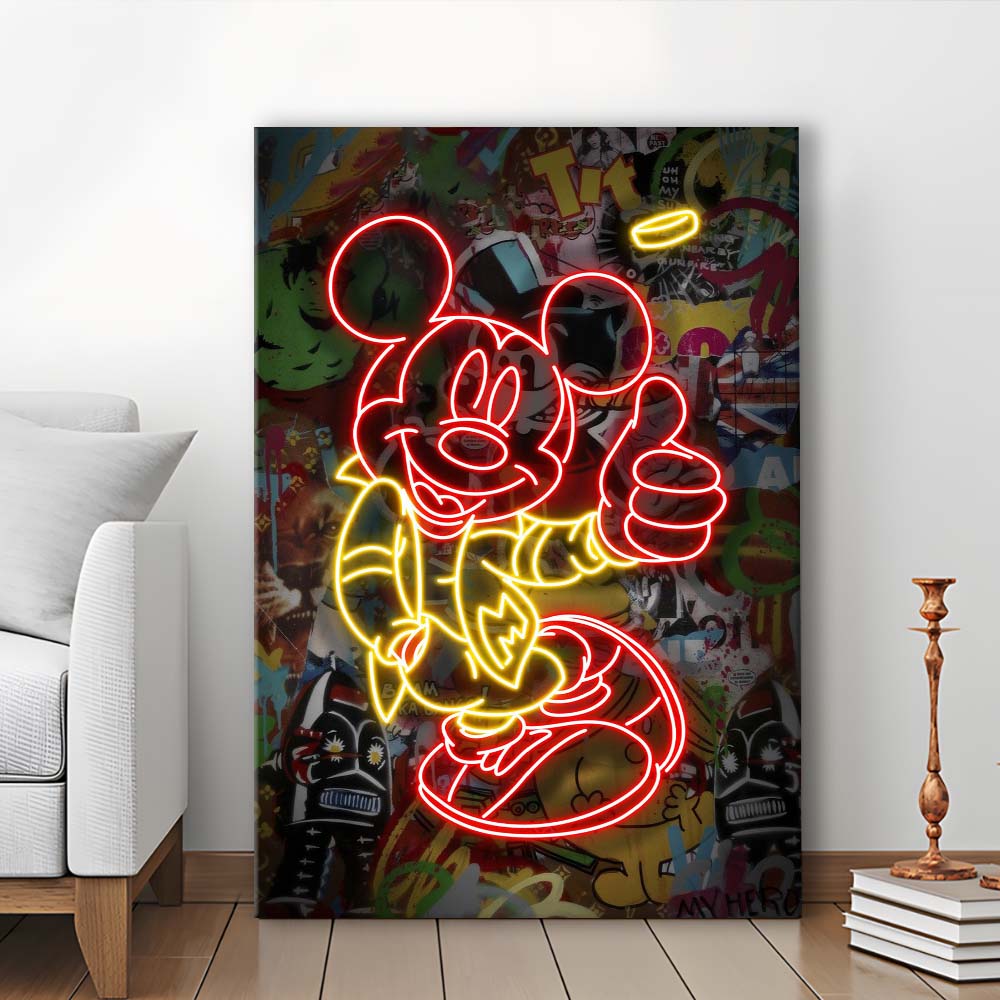 Mickey Mouse Thumbs-Up, Canvas Print, Luxury Wall Art Decor, Modern Art