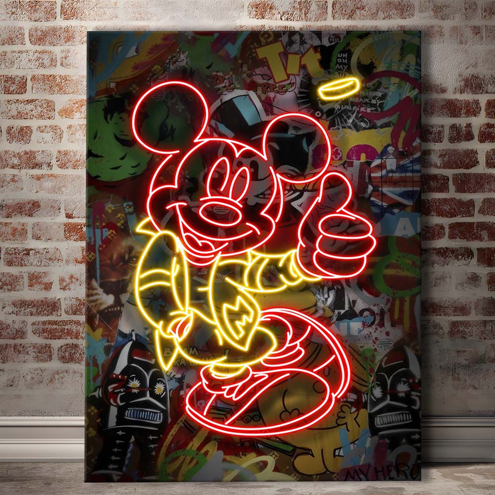Mickey Mouse Thumbs-Up, Canvas Print, Luxury Wall Art Decor, Modern Art