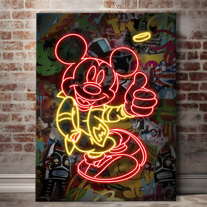 Mickey Mouse Thumbs-Up, Canvas Print, Luxury Wall Art Decor, Modern Art