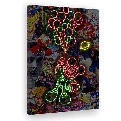 Mickey Mouse With Balloon, Canvas Print, Luxury Wall Art Decor, Modern Art