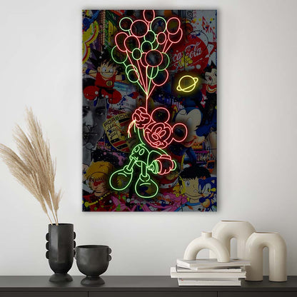 Mickey Mouse With Balloon, Canvas Print, Luxury Wall Art Decor, Modern Art