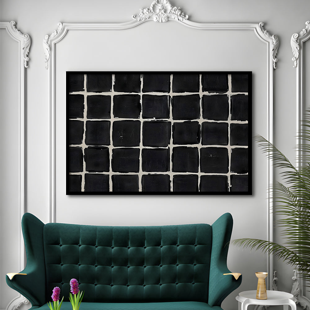Mid Century Modern Moody Abstract Oil Painting Art Neutral Framed Art Print Wall Decor, Large Art Print Wall Art Designer