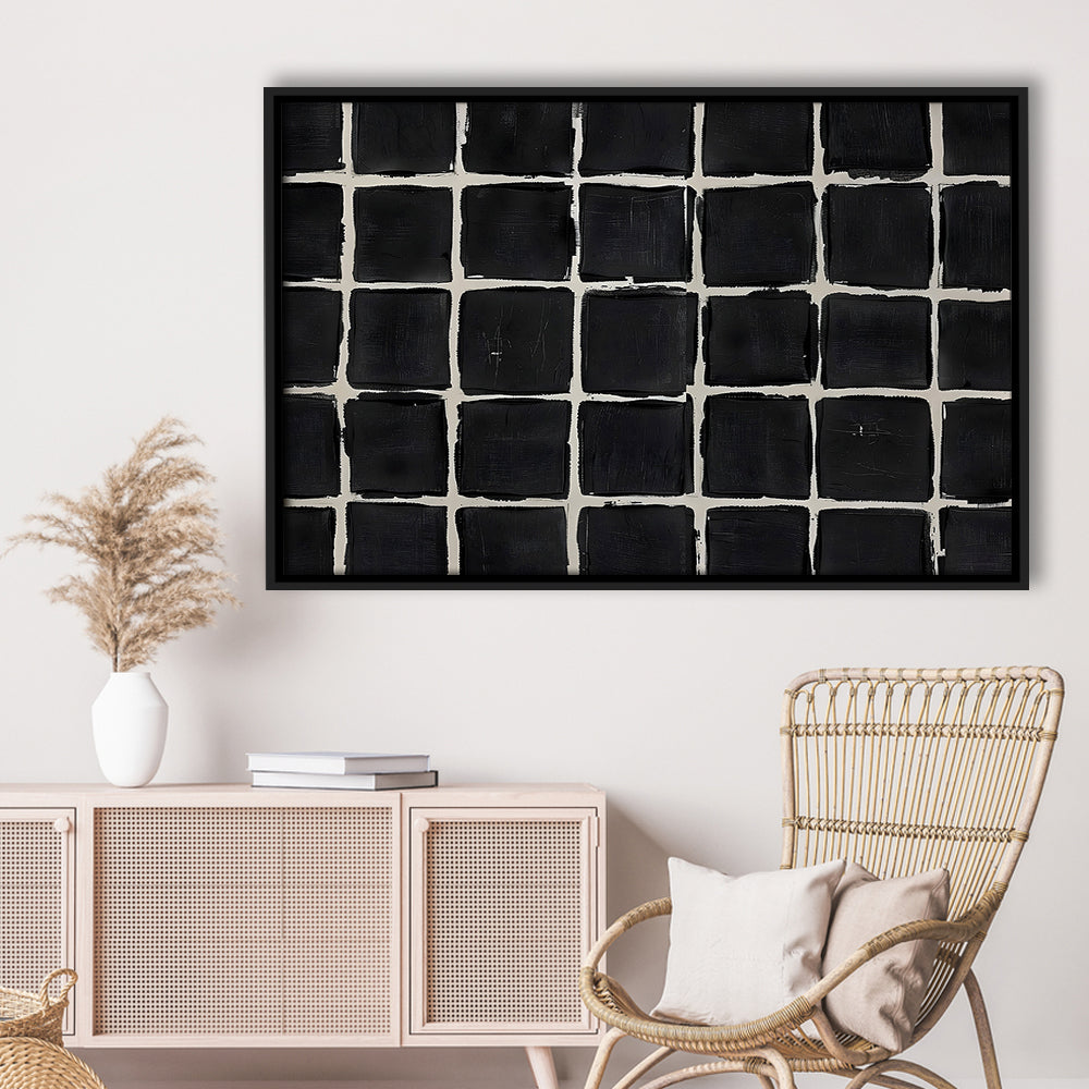 Mid Century Modern Moody Abstract Oil Painting Art Neutral Framed Canvas Print Wall Art, Large Canvas Wall Art Designer