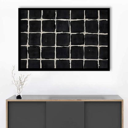 Mid Century Modern Moody Abstract Oil Painting Art Neutral Framed Art Print Wall Decor, Large Art Print Wall Art Designer