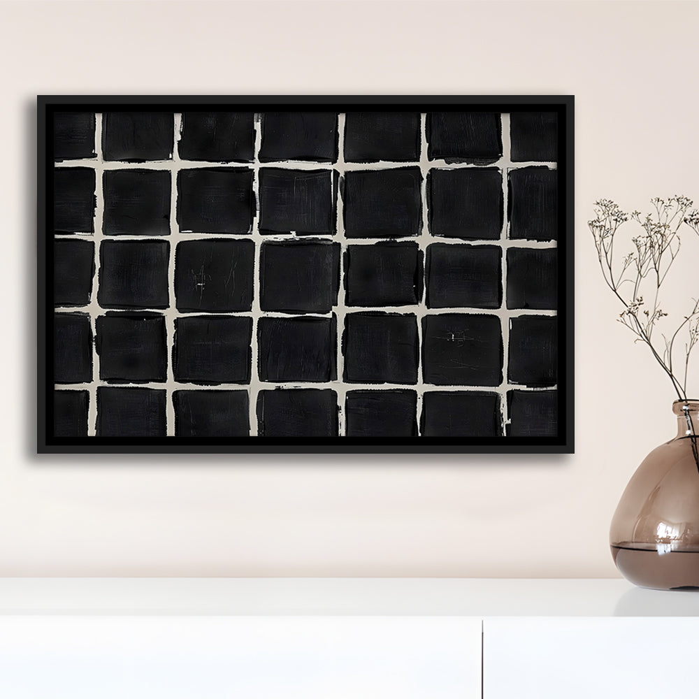 Mid Century Modern Moody Abstract Oil Painting Art Neutral Framed Canvas Print Wall Art, Large Canvas Wall Art Designer