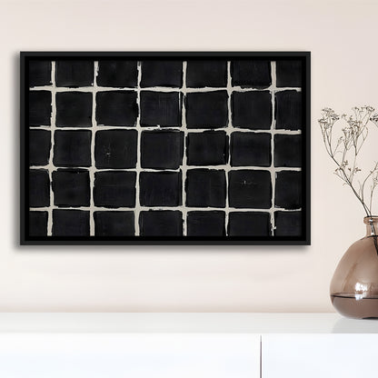 Mid Century Modern Moody Abstract Oil Painting Art Neutral Framed Canvas Print Wall Art, Large Canvas Wall Art Designer