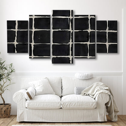 Mid Century Modern Moody Abstract Oil Painting Art Neutral Mixed Canvas Print Wall Art, Large Canvas Wall Art Designer
