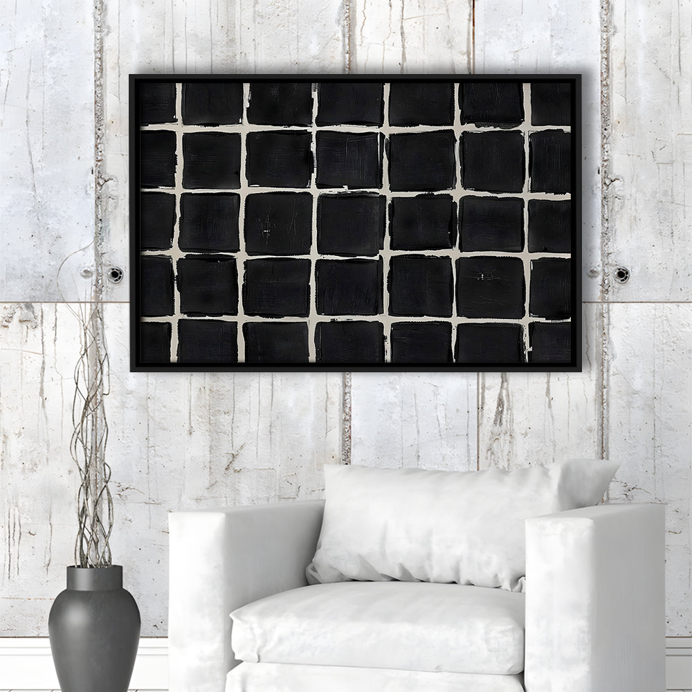 Mid Century Modern Moody Abstract Oil Painting Art Neutral Framed Canvas Print Wall Art, Large Canvas Wall Art Designer