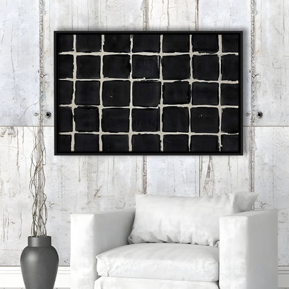 Mid Century Modern Moody Abstract Oil Painting Art Neutral Framed Canvas Print Wall Art, Large Canvas Wall Art Designer