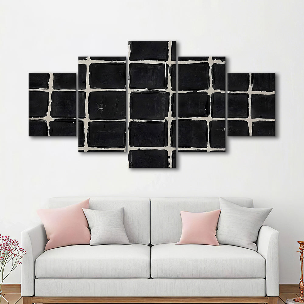 Mid Century Modern Moody Abstract Oil Painting Art Neutral Mixed Canvas Print Wall Art, Large Canvas Wall Art Designer