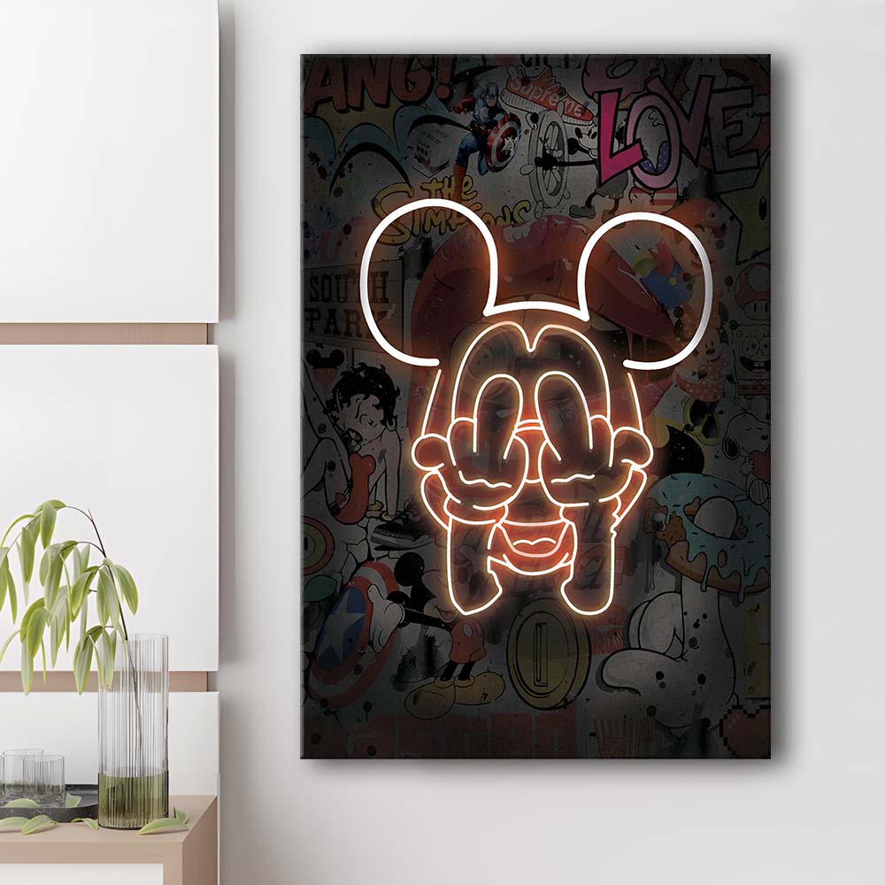 Middle Finger, Neon Sign Effect, Canvas Print, Luxury Wall Art Decor, Modern Art