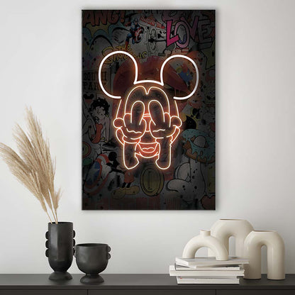 Middle Finger, Neon Sign Effect, Canvas Print, Luxury Wall Art Decor, Modern Art