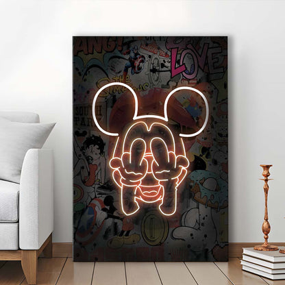 Middle Finger, Neon Sign Effect, Canvas Print, Luxury Wall Art Decor, Modern Art
