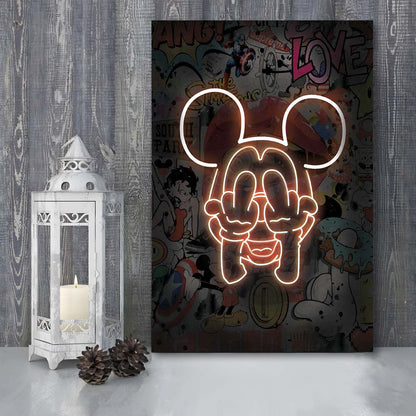 Middle Finger, Neon Sign Effect, Canvas Print, Luxury Wall Art Decor, Modern Art