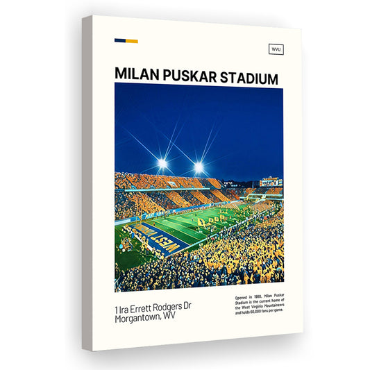 Milan Puskar Stadium Print, West Virginia Mountaineers Stadium Canvas Art, Fan Gifts, Sport Art, Canvas Print Wall Art
