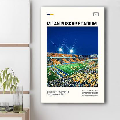 Milan Puskar Stadium Print, West Virginia Mountaineers Stadium Canvas Art, Fan Gifts, Sport Art, Canvas Print Wall Art