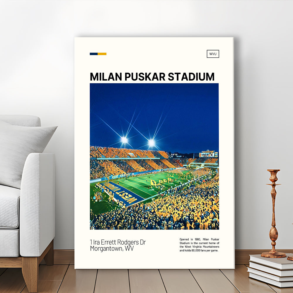 Milan Puskar Stadium Print, West Virginia Mountaineers Stadium Canvas Art, Fan Gifts, Sport Art, Canvas Print Wall Art