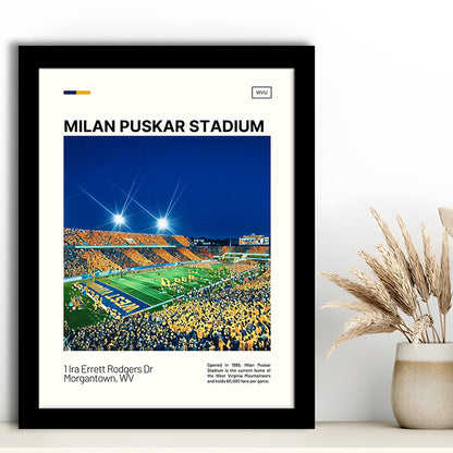 Milan Puskar Stadium Print, West Virginia Mountaineers Stadium Art, Gifts for him, Sport Art, Framed Art Print Wall Decor