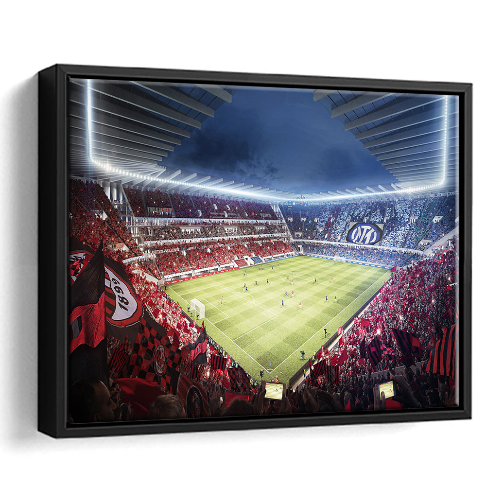 Milan San Siro Stadium, Stadium Canvas, Sport Art, Framed Canvas Print Wall Art, Floating Frame