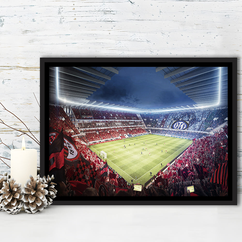 Milan San Siro Stadium, Stadium Canvas, Sport Art, Framed Canvas Print Wall Art, Floating Frame