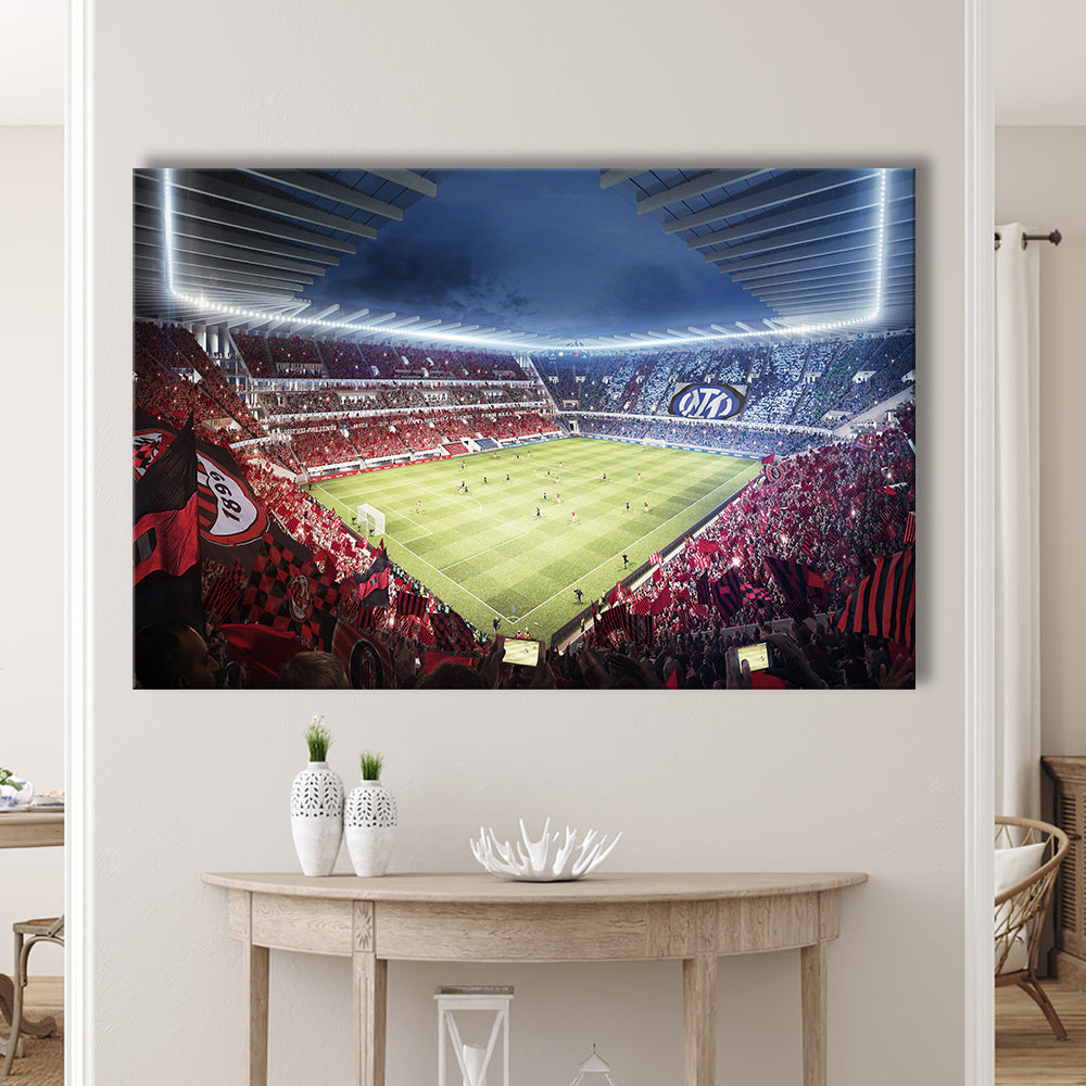 Milan San Siro Stadium, Stadium Canvas, Sport Art, Gift for him, Man Cave Decor, Art Print, Canvas Print Wall Art