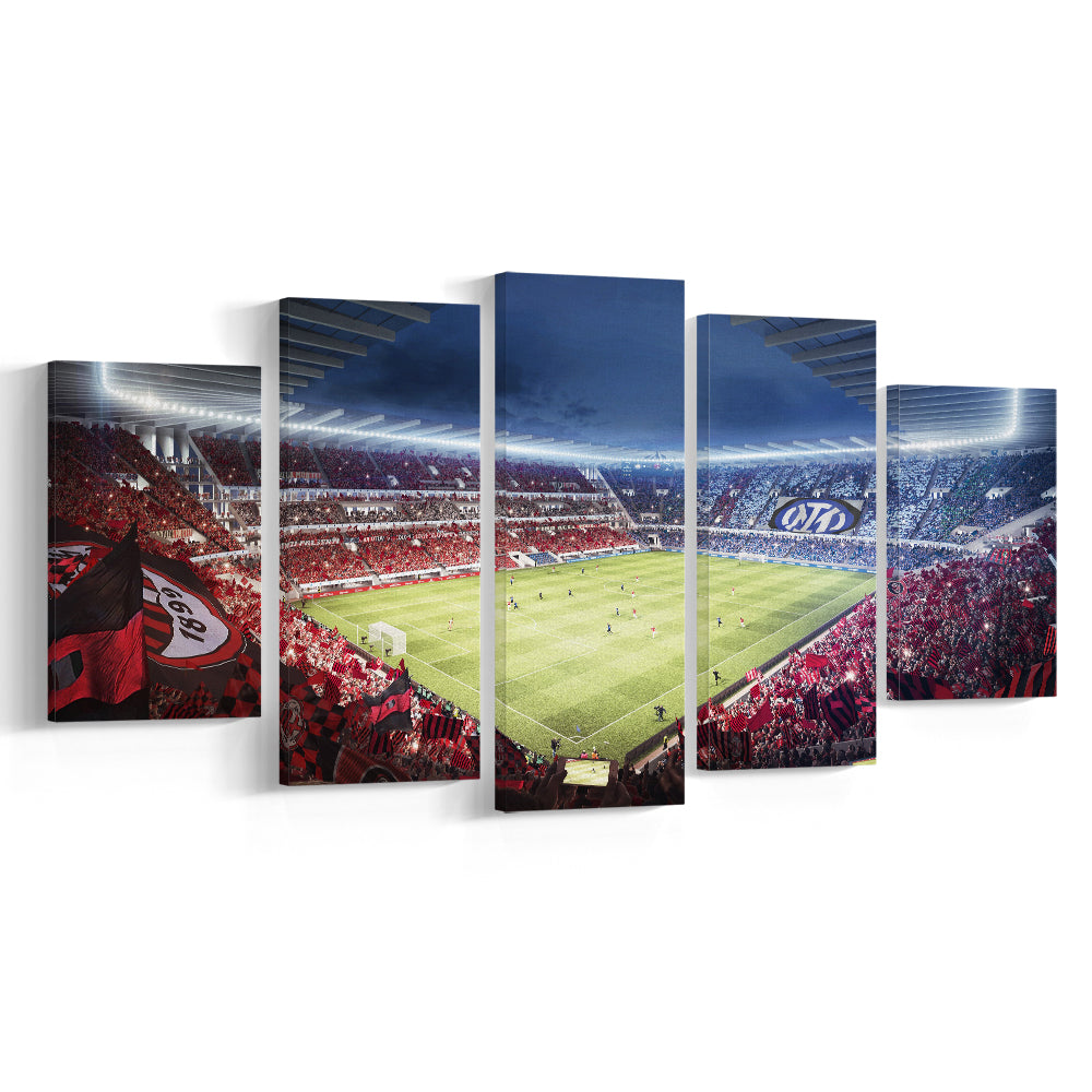 Milan San Siro Stadium, Stadium Canvas, Sport Art, Gift for him, 5 Panel, Large Canvas, Canvas Print Wall Art