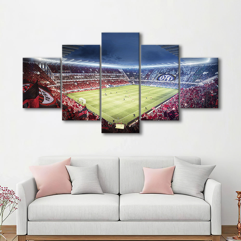 Milan San Siro Stadium, Stadium Canvas, Sport Art, Gift for him, 5 Panel, Large Canvas, Canvas Print Wall Art