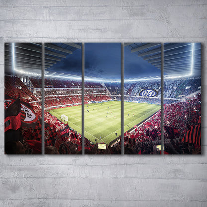 Milan San Siro Stadium, Stadium Canvas, Sport Art, 5 Panel B, Extra Large Canvas, Canvas Print Wall Art