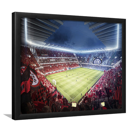 Milan San Siro Stadium, Stadium Canvas, Sport Art, Gift for him, Framed Art Print Wall Decor, Picture Framed