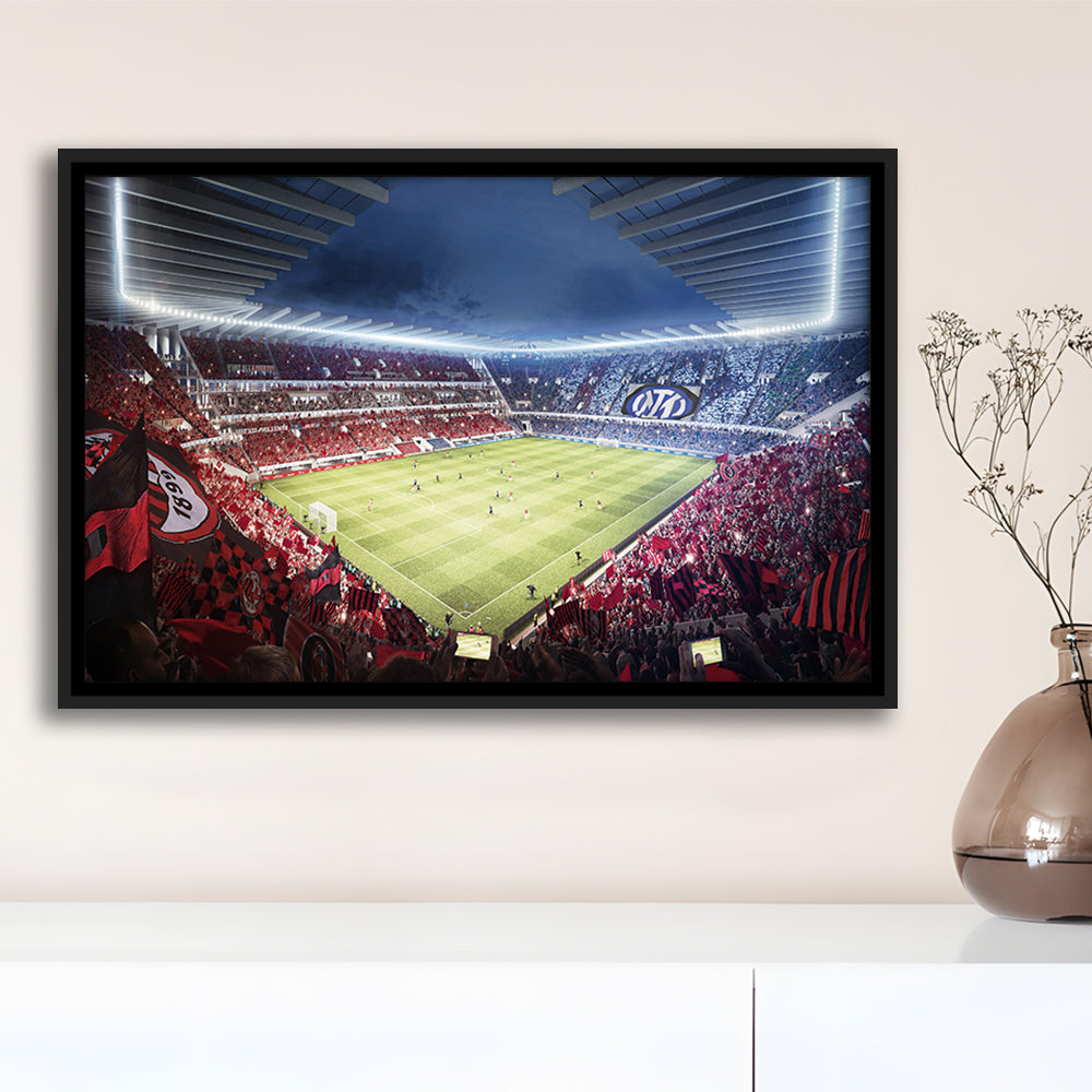 Milan San Siro Stadium, Stadium Canvas, Sport Art, Framed Canvas Print Wall Art, Floating Frame